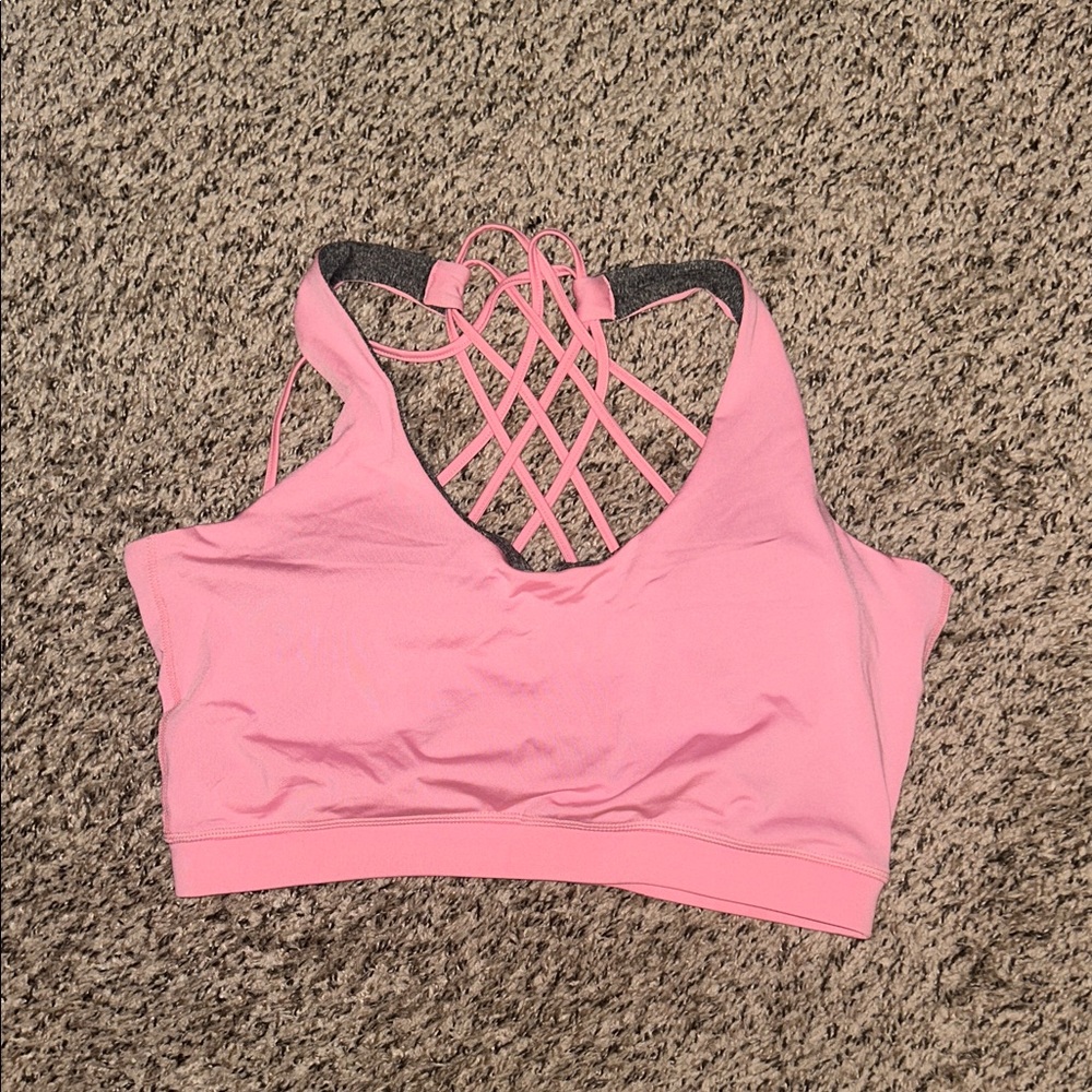 Women's Pink Strappy Back Sports Bra